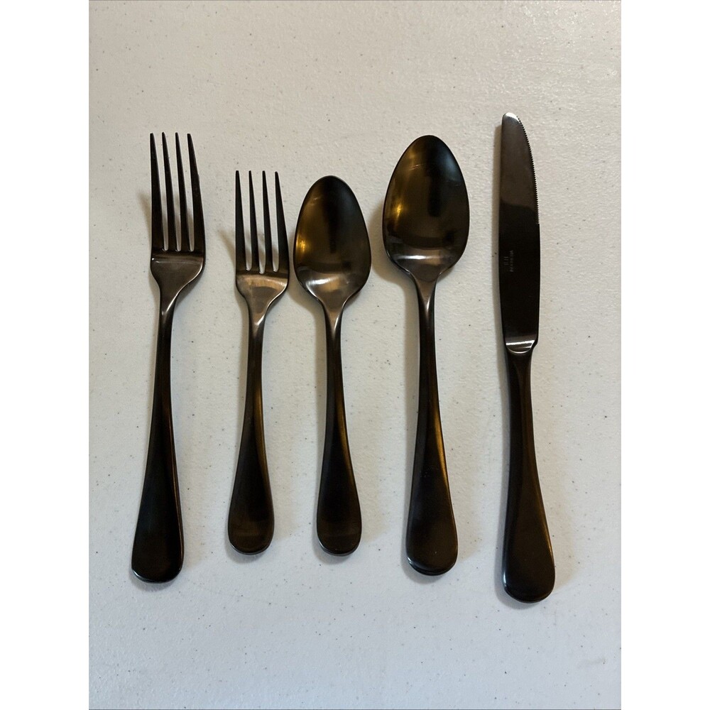 Restoration Hardware RH Flatware Cutlery Set 5 pc Baguette Rumble Antique Finish